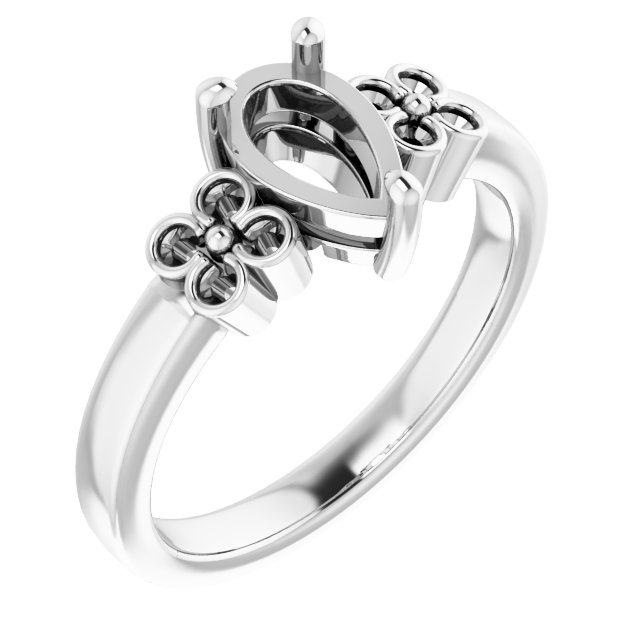 Accented Floral Engagement Ring