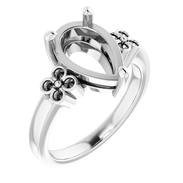 Accented Floral Engagement Ring