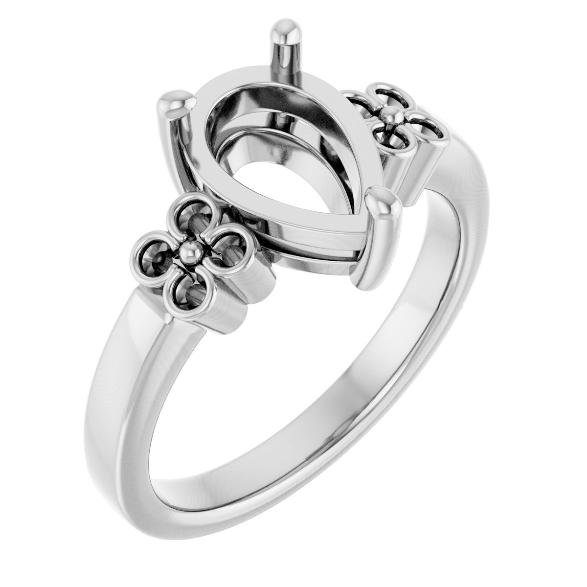 Accented Floral Engagement Ring