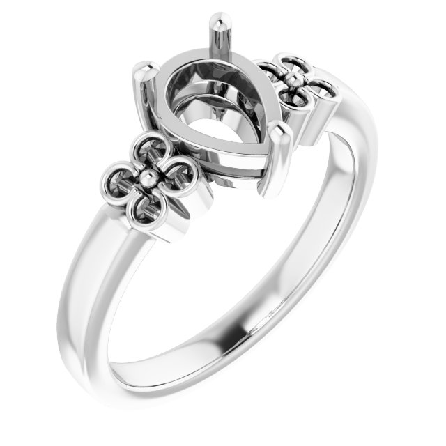Accented Floral Engagement Ring