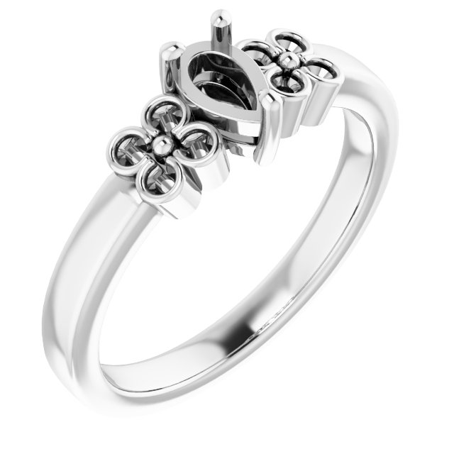 Accented Floral Engagement Ring
