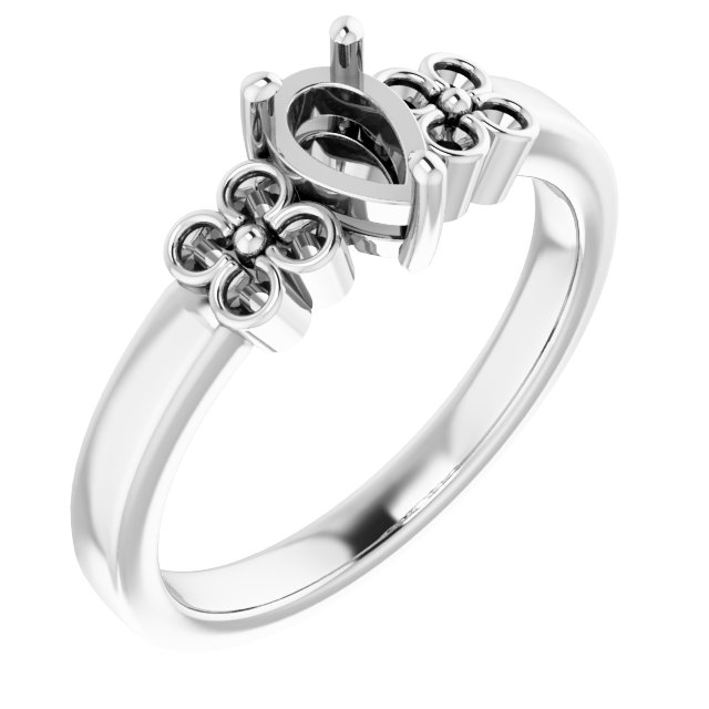 Accented Floral Engagement Ring