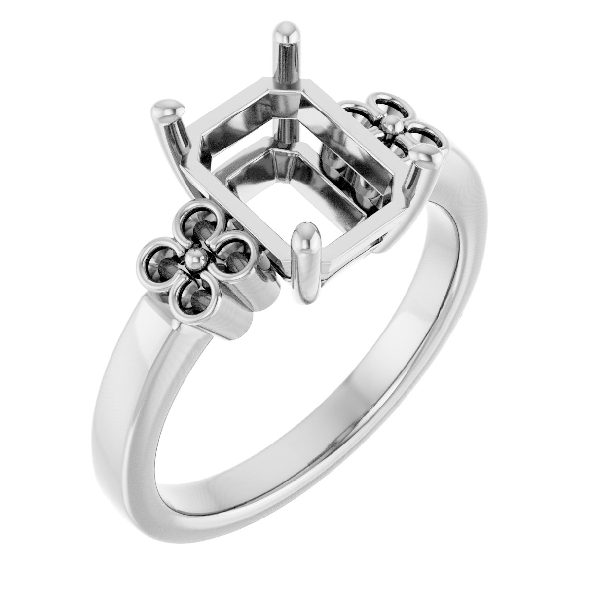 Accented Floral Engagement Ring