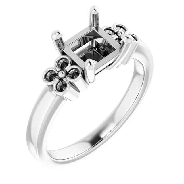 Accented Floral Engagement Ring