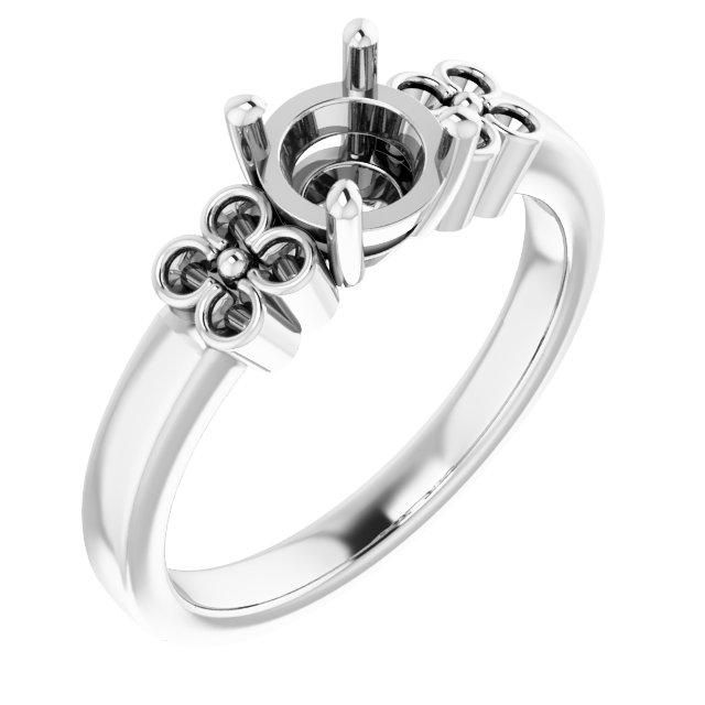 Accented Floral Engagement Ring