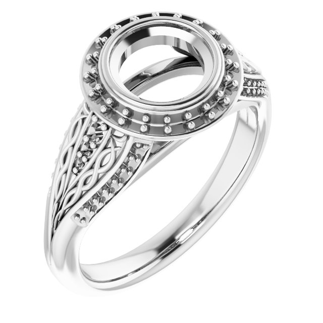 Bezel-Set Halo-Style Engagement Ring