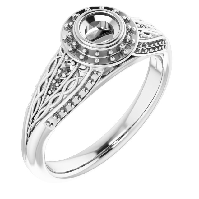 Bezel-Set Halo-Style Engagement Ring