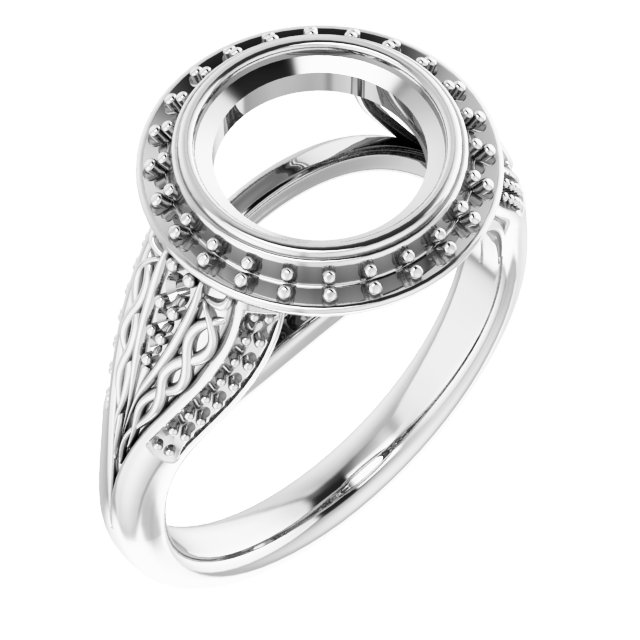 Bezel-Set Halo-Style Engagement Ring