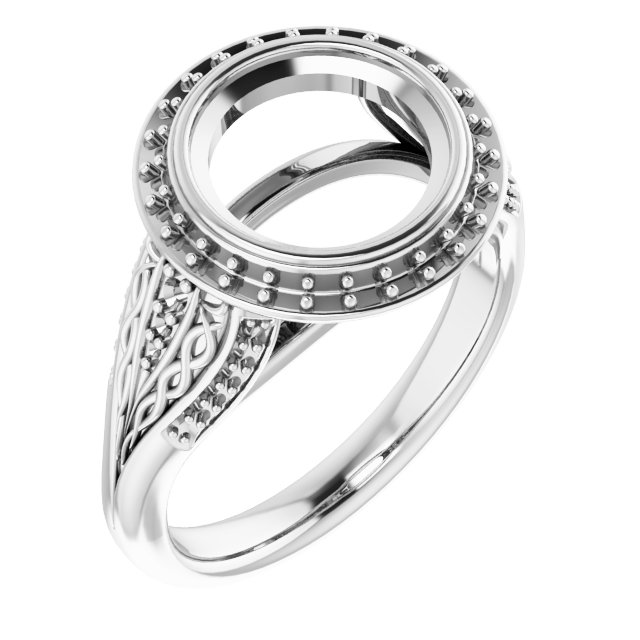 Bezel-Set Halo-Style Engagement Ring