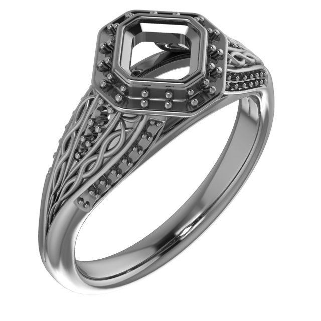 9 mm Square Engagement Ring Mounting