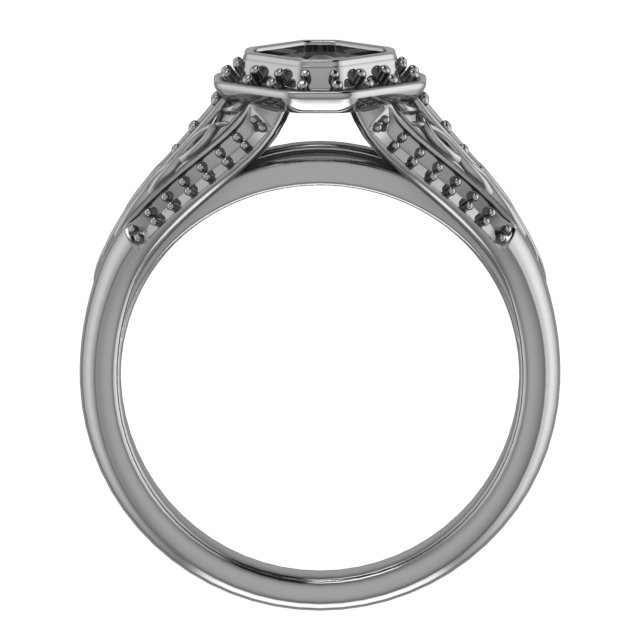 9 mm Square Engagement Ring Mounting view 2
