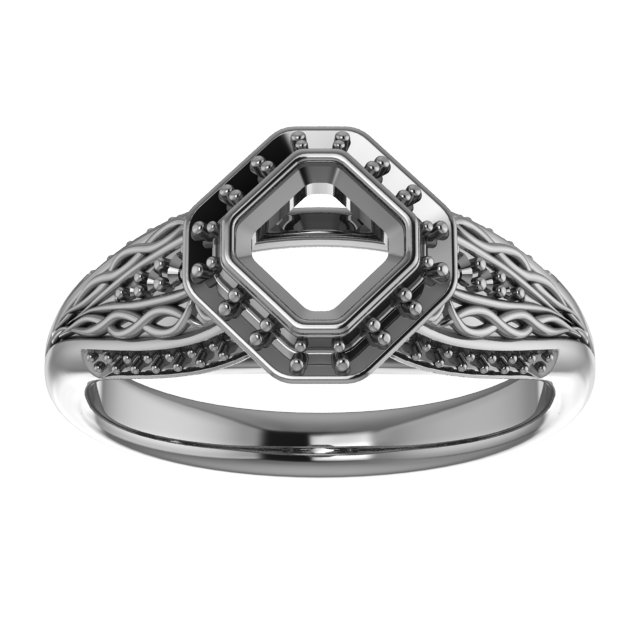 9 mm Square Engagement Ring Mounting view 3