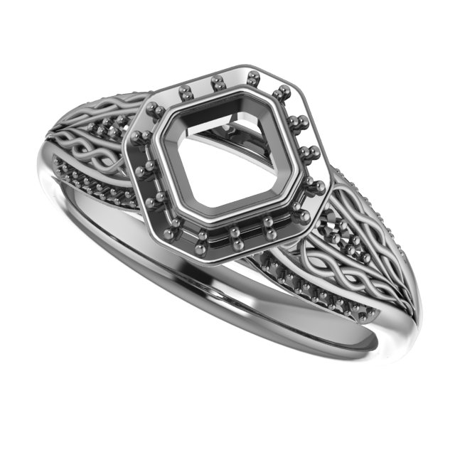9 mm Square Engagement Ring Mounting view 5