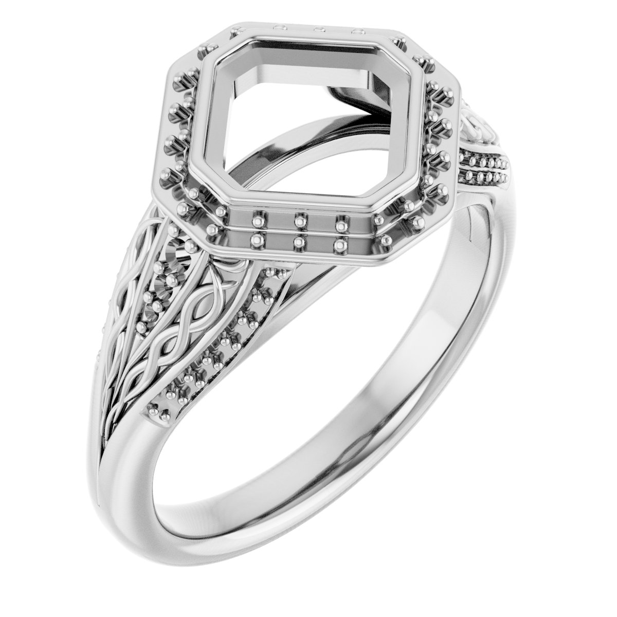 Bezel-Set Halo-Style Engagement Ring