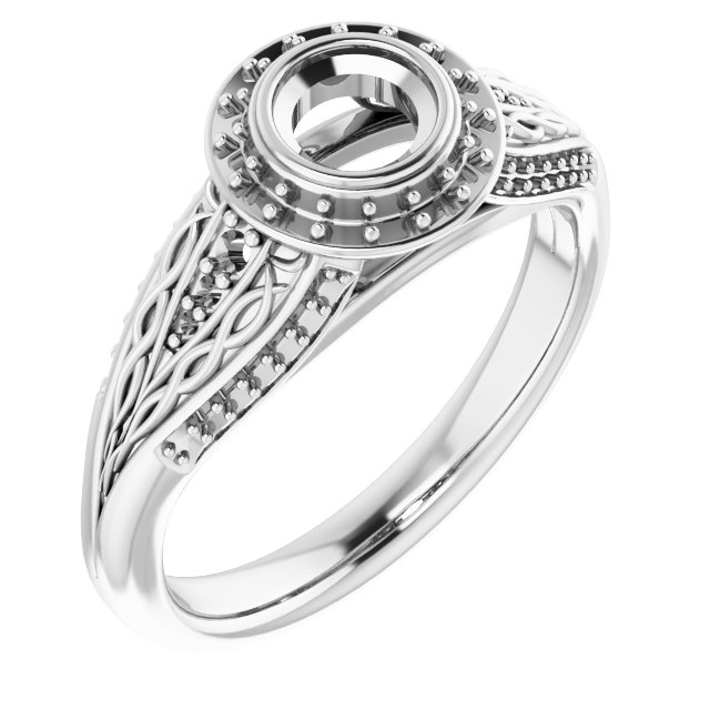 Bezel-Set Halo-Style Engagement Ring