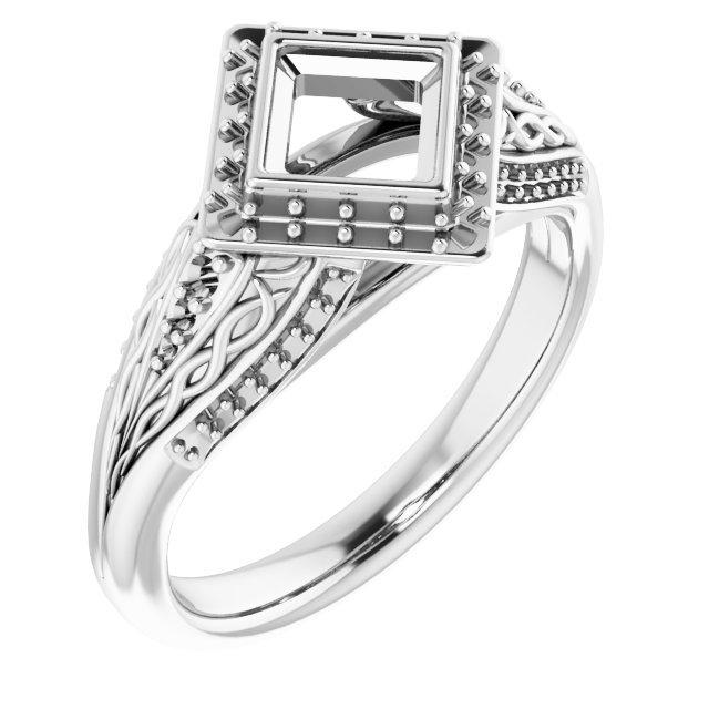 Bezel-Set Halo-Style Engagement Ring