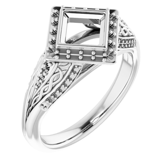 Bezel-Set Halo-Style Engagement Ring
