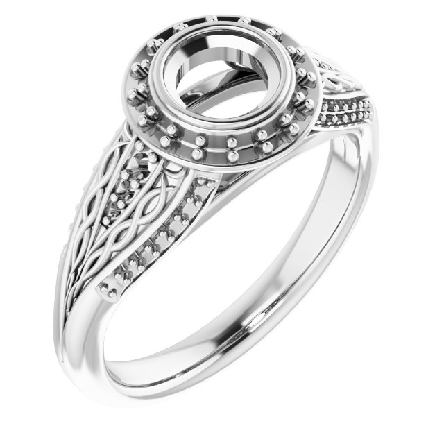 Bezel-Set Halo-Style Engagement Ring