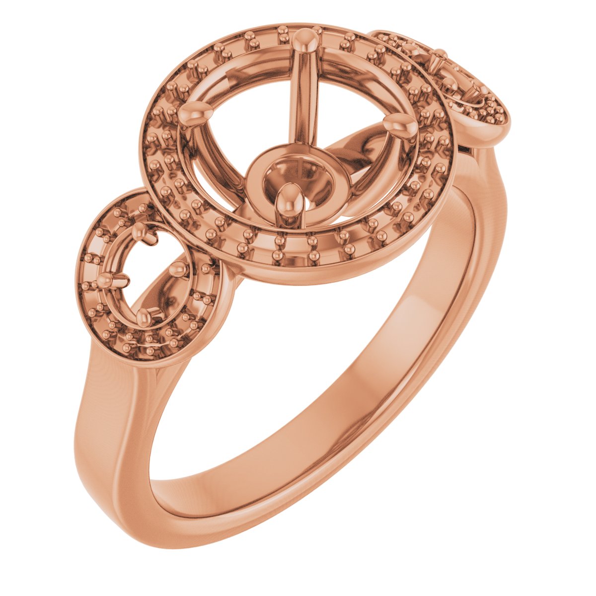 Three-Stone Halo-Style Engagement Ring