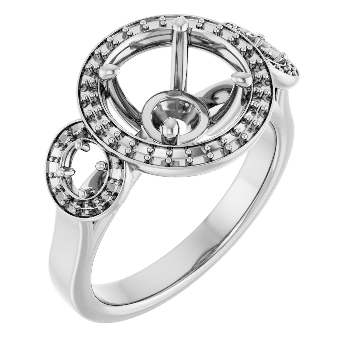 Three-Stone Halo-Style Engagement Ring