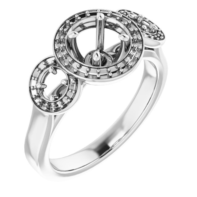Three-Stone Halo-Style Engagement Ring