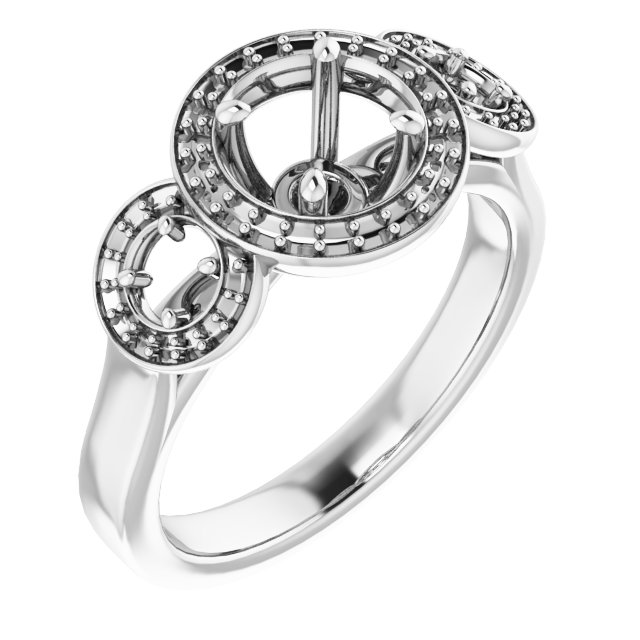 Three-Stone Halo-Style Engagement Ring