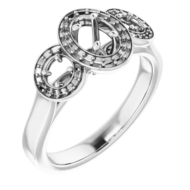 Three-Stone Halo-Style Engagement Ring