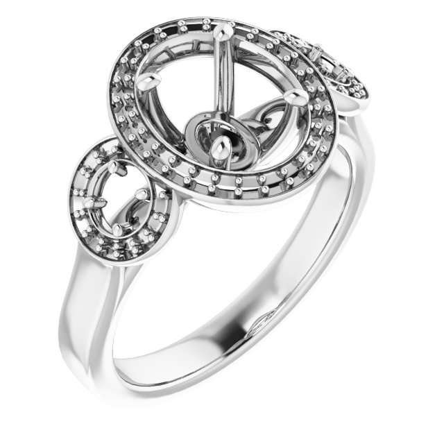 Three-Stone Halo-Style Engagement Ring