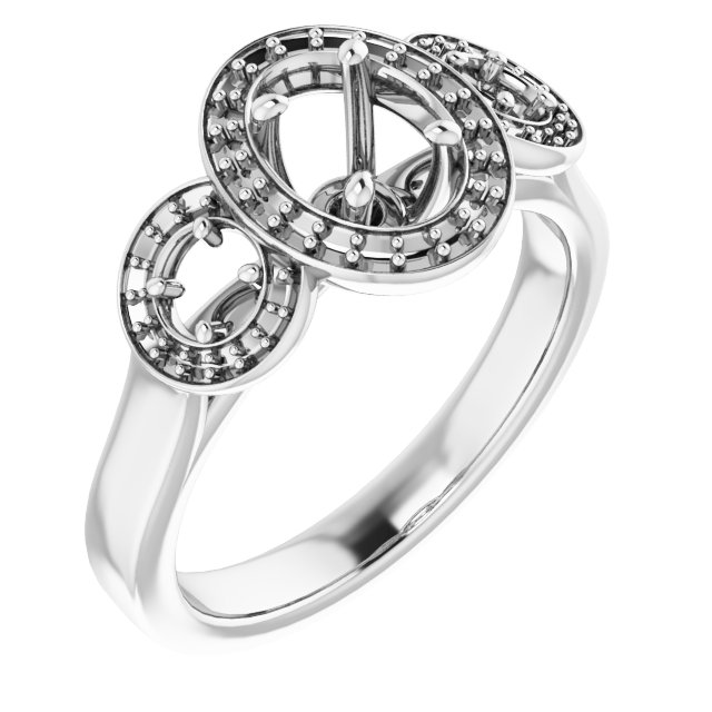 Three-Stone Halo-Style Engagement Ring