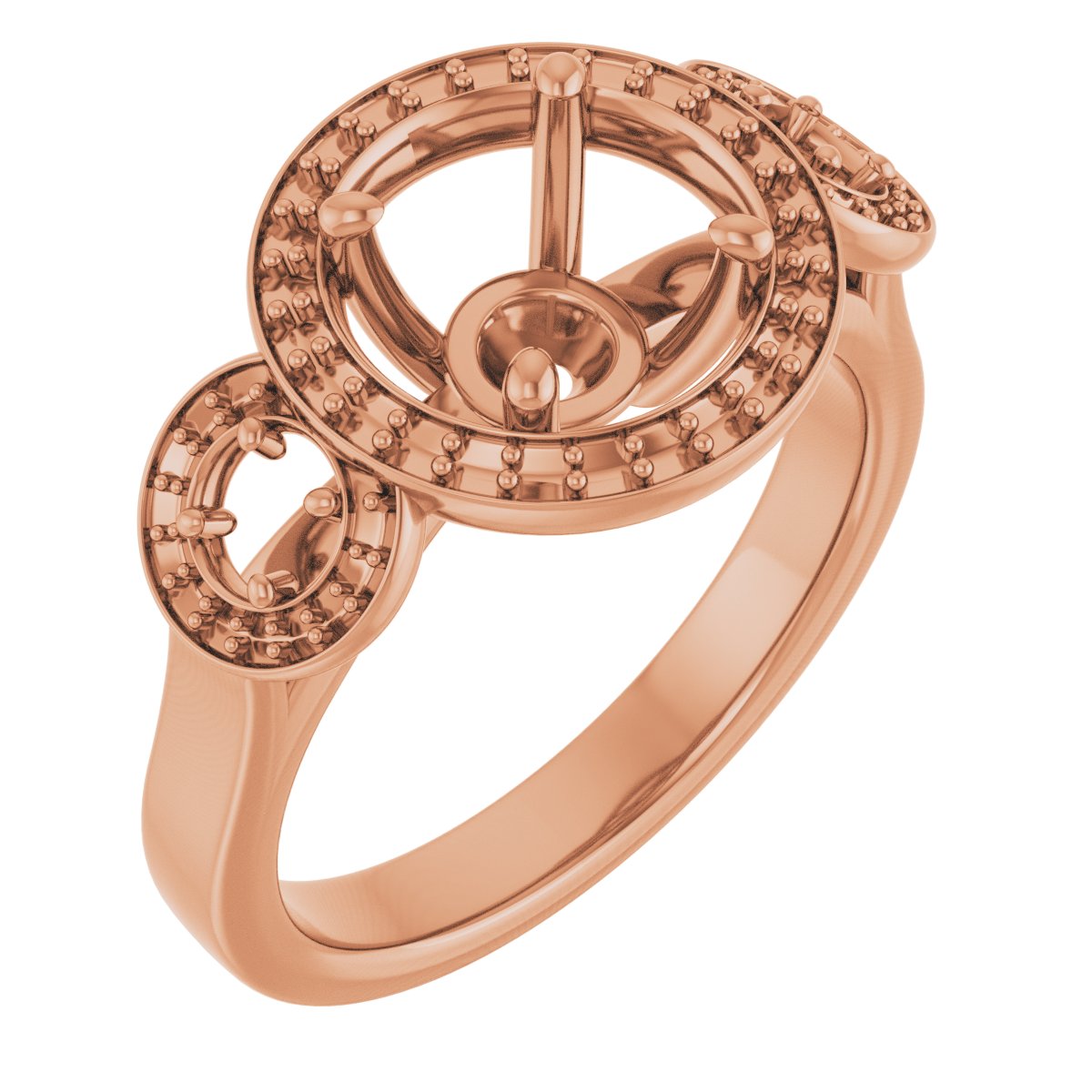 Three-Stone Halo-Style Engagement Ring