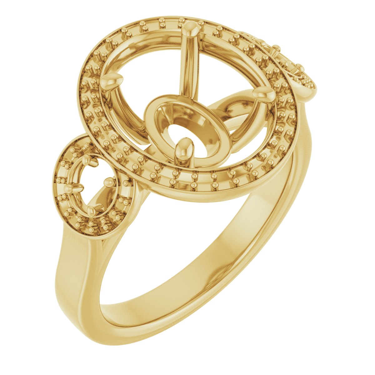 Three-Stone Halo-Style Engagement Ring