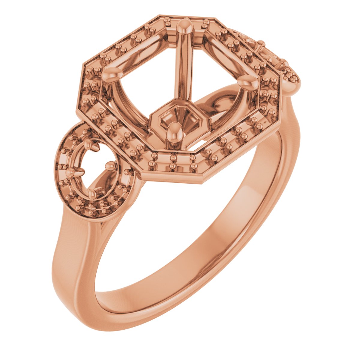 Three-Stone Halo-Style Engagement Ring