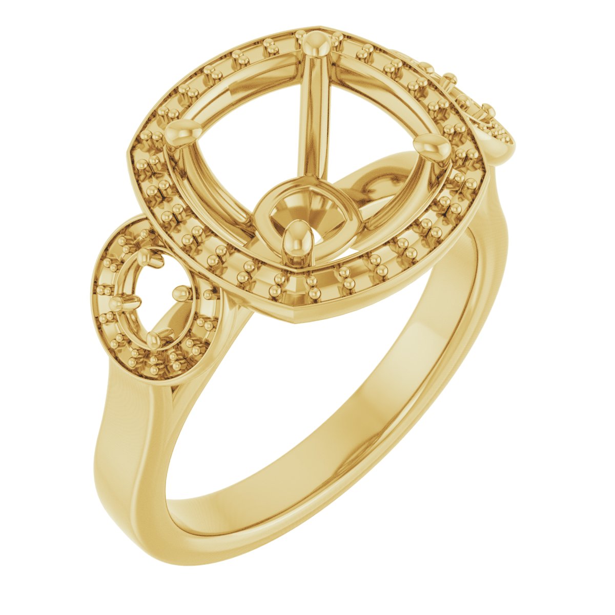 Three-Stone Halo-Style Engagement Ring