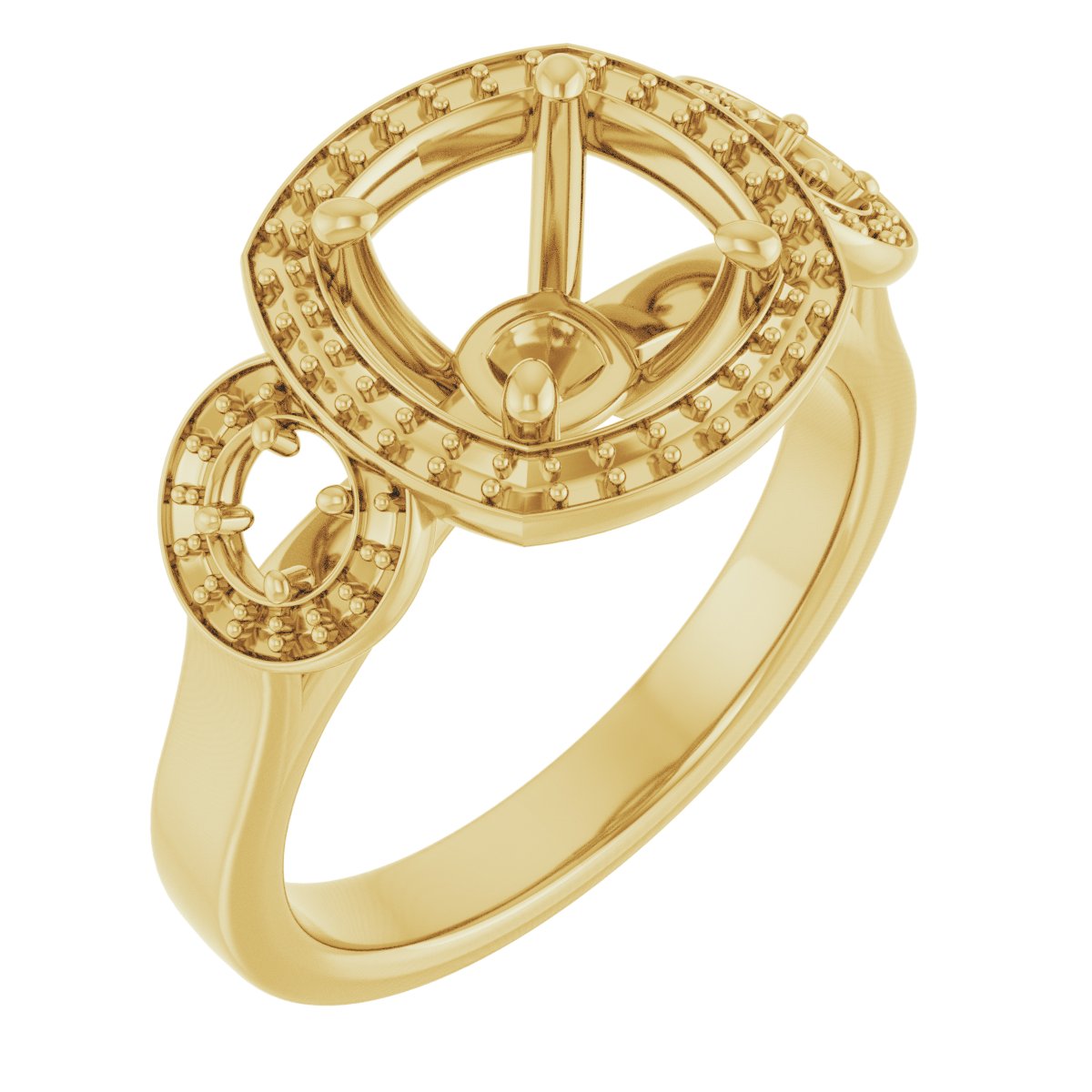 Three-Stone Halo-Style Engagement Ring