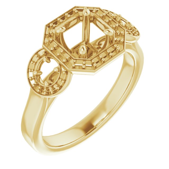 Three-Stone Halo-Style Engagement Ring