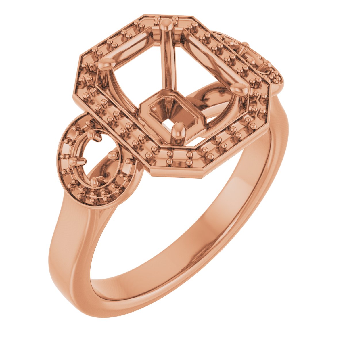 Three-Stone Halo-Style Engagement Ring