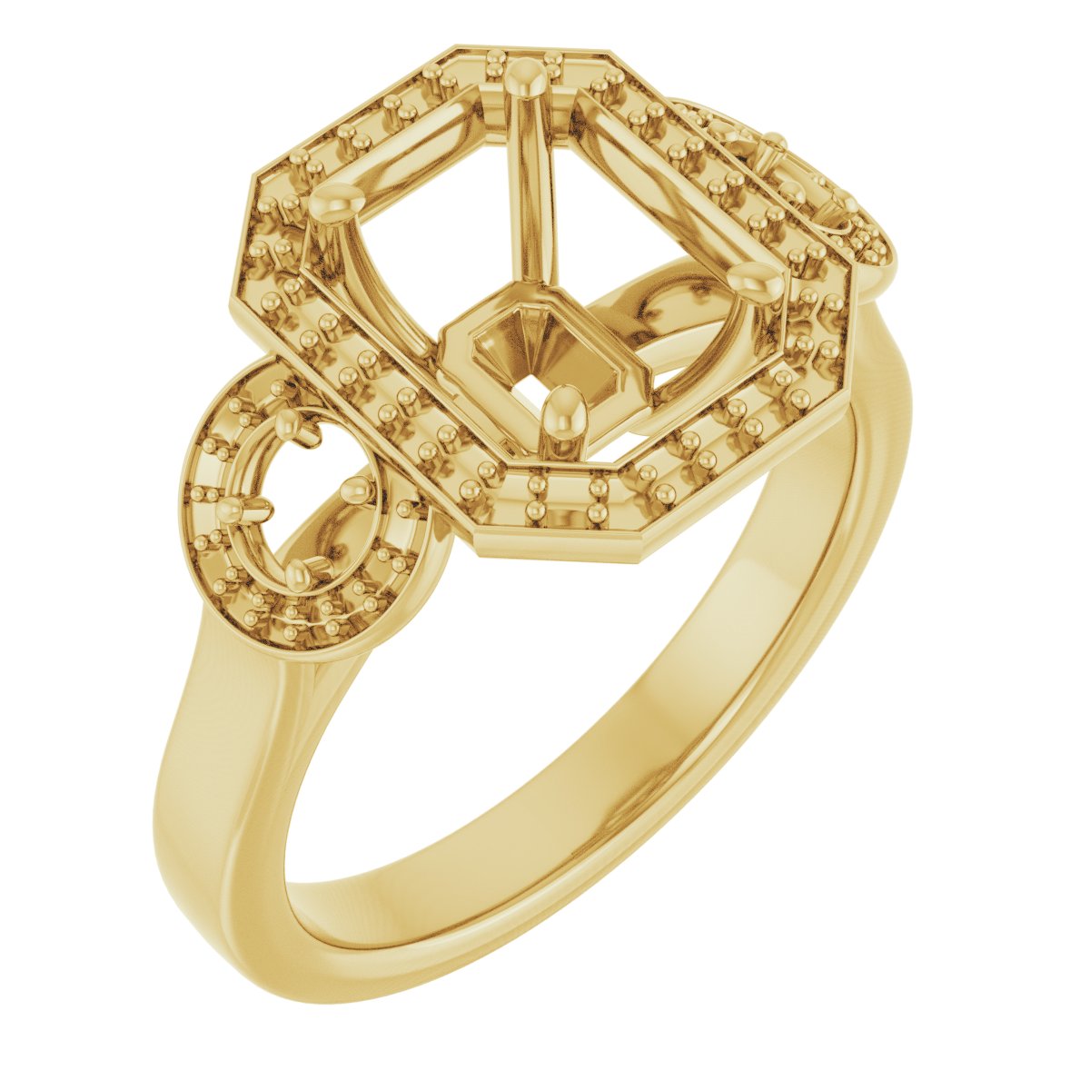 Three-Stone Halo-Style Engagement Ring