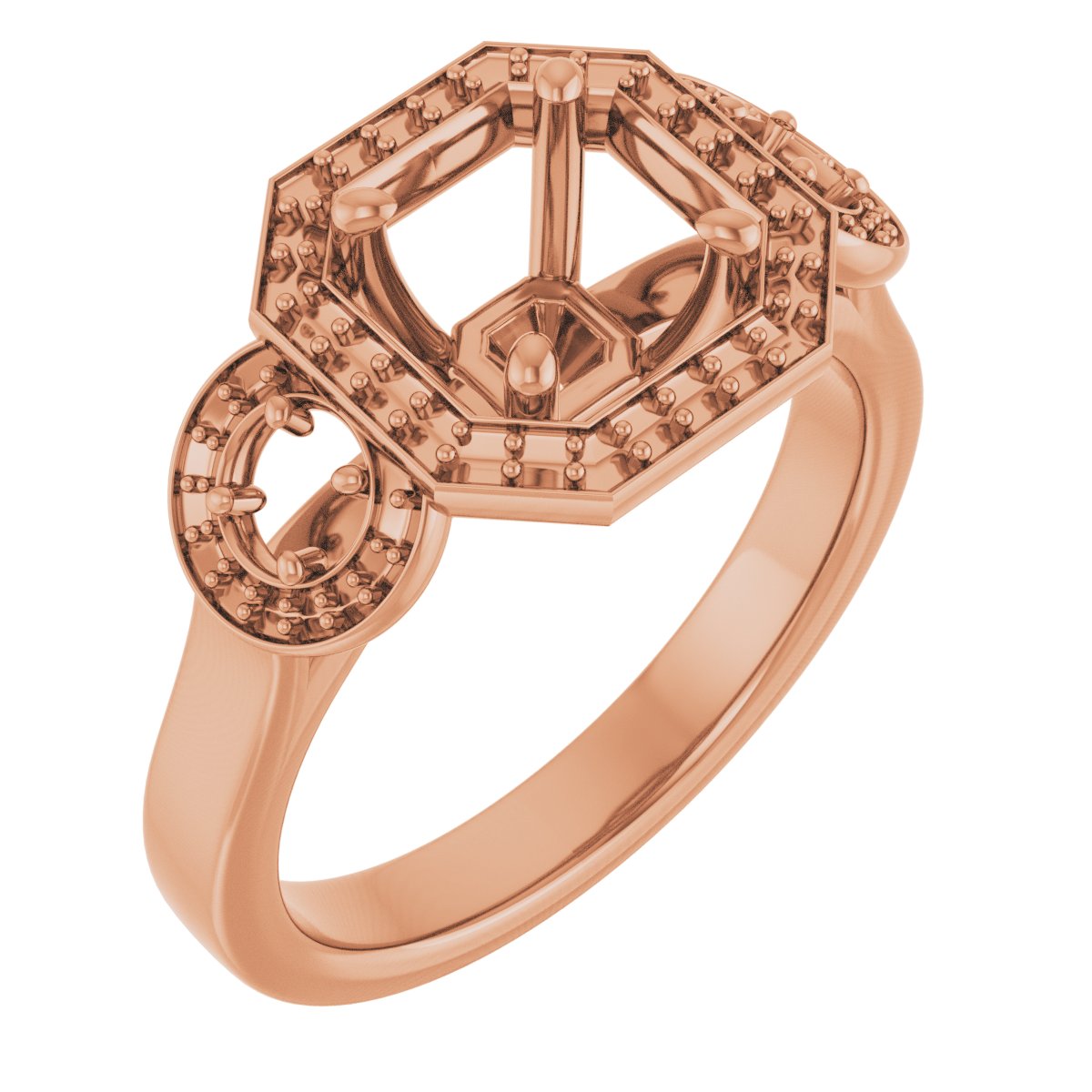 Three-Stone Halo-Style Engagement Ring