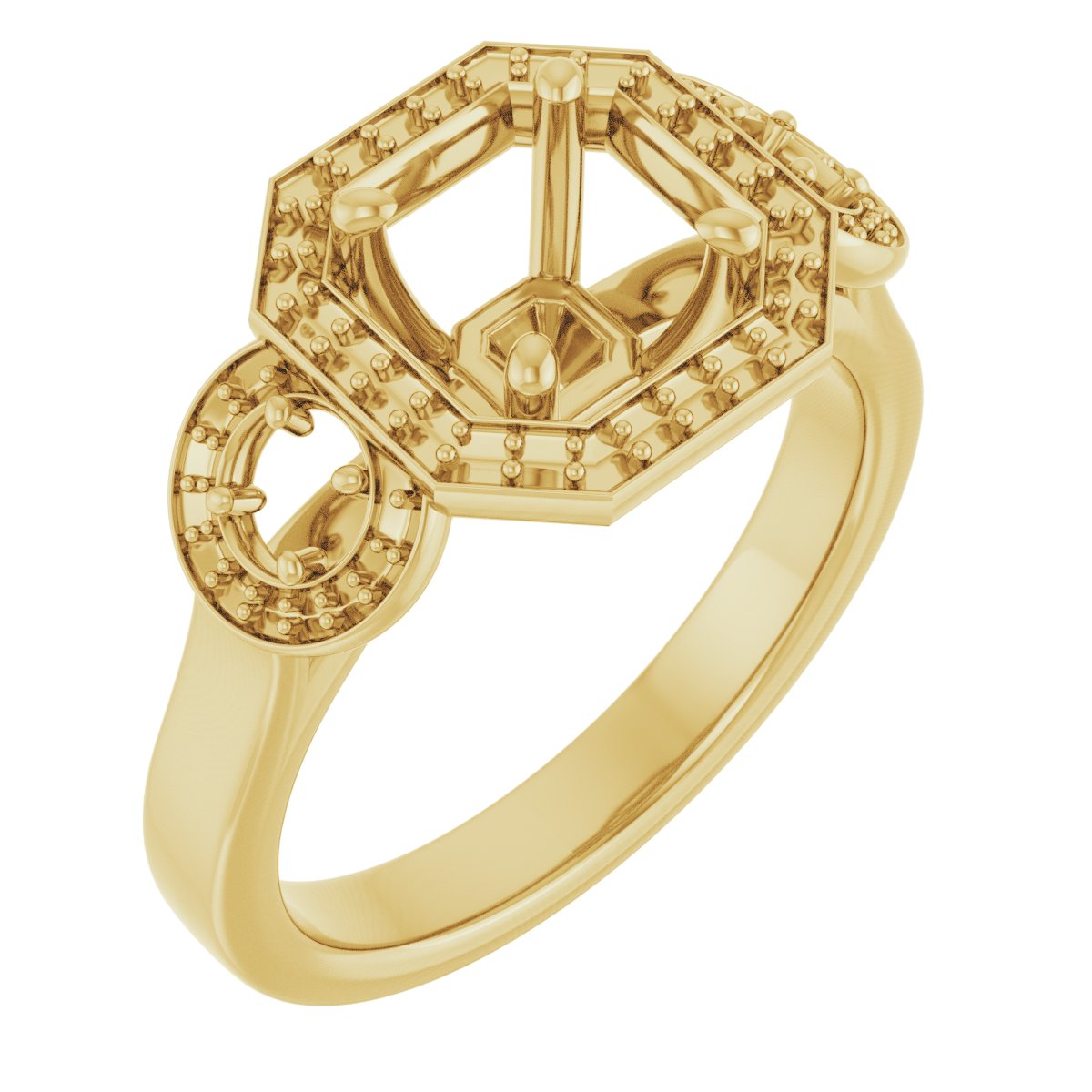 Three-Stone Halo-Style Engagement Ring