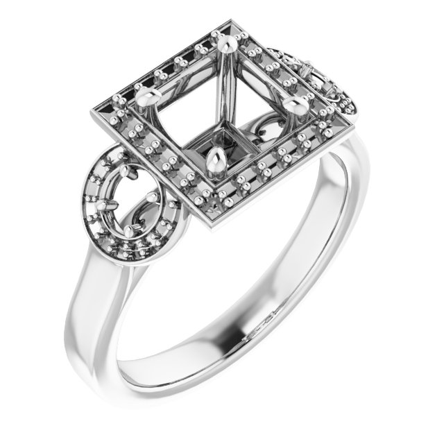 Three-Stone Halo-Style Engagement Ring