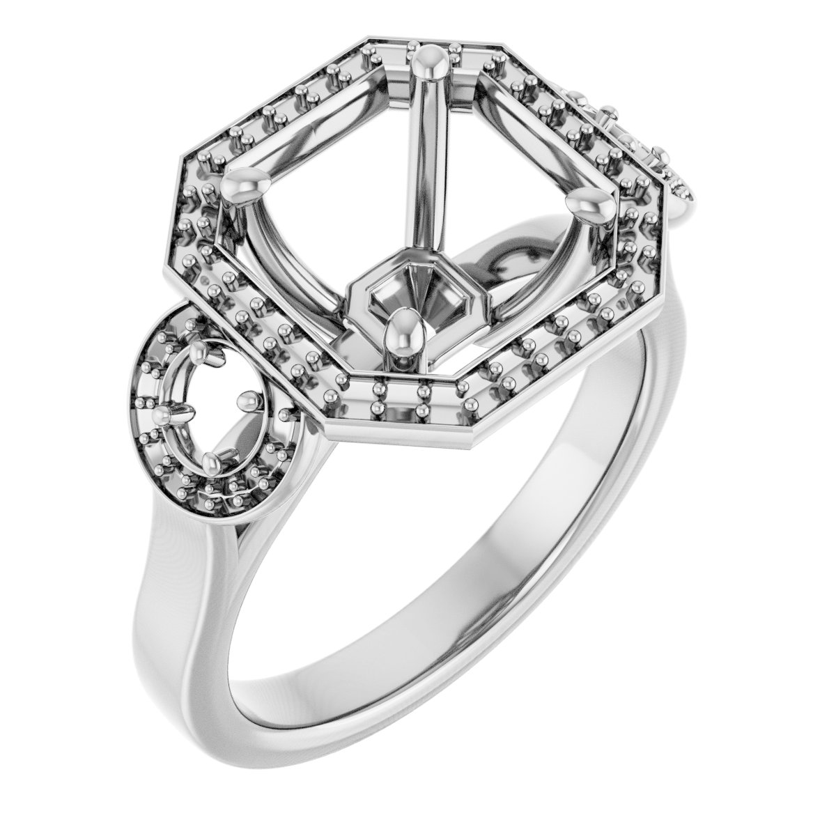 Three-Stone Halo-Style Engagement Ring