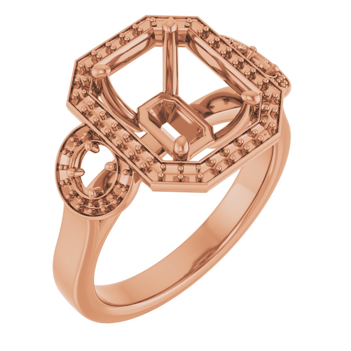 Three-Stone Halo-Style Engagement Ring