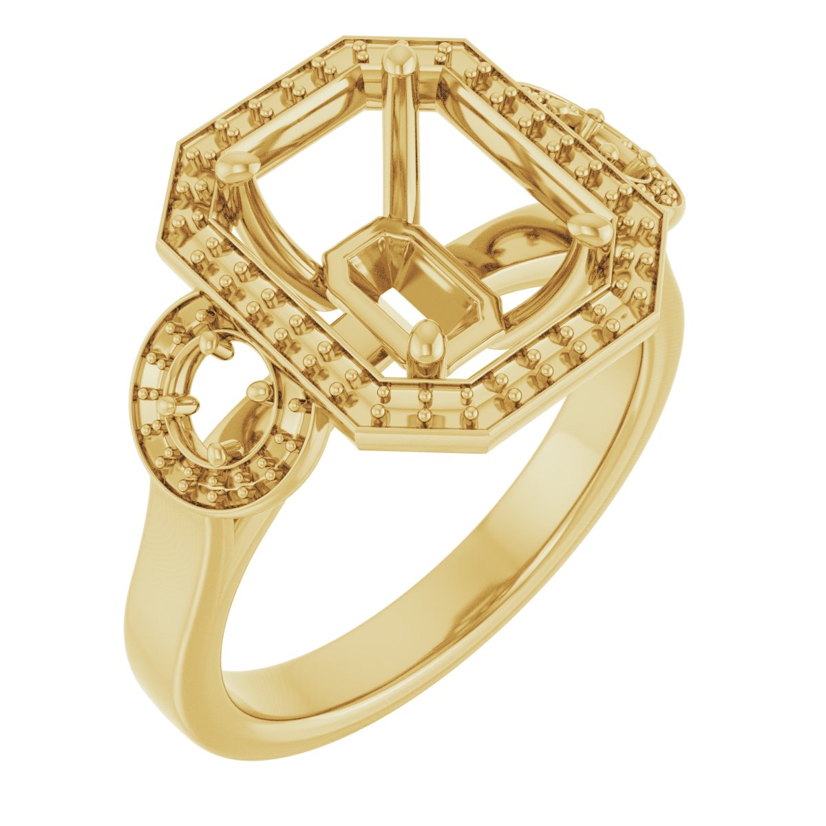 Three-Stone Halo-Style Engagement Ring