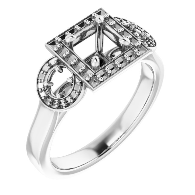Three-Stone Halo-Style Engagement Ring