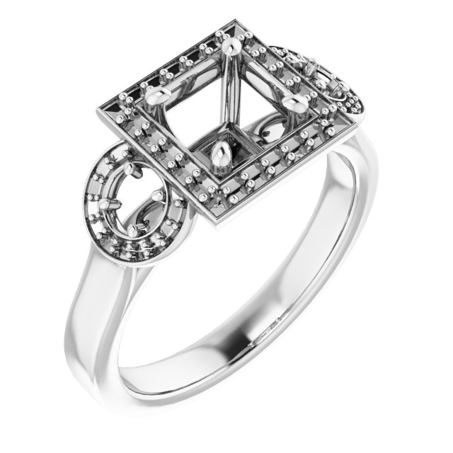 Three-Stone Halo-Style Engagement Ring