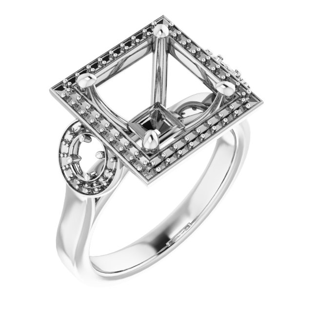 Three-Stone Halo-Style Engagement Ring