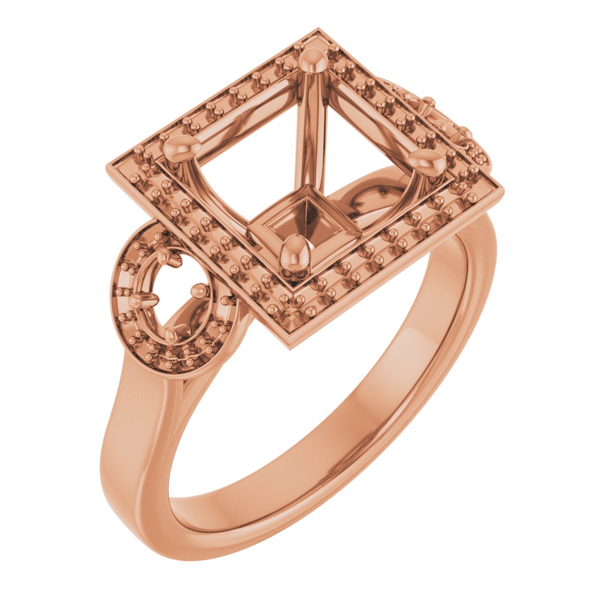 Three-Stone Halo-Style Engagement Ring