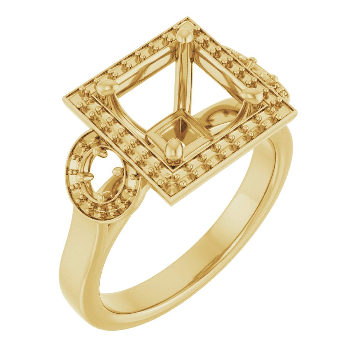 Three-Stone Halo-Style Engagement Ring