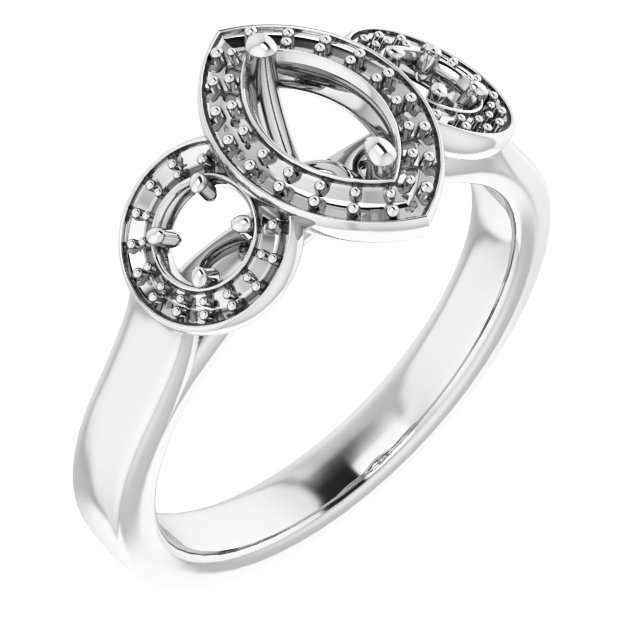 Three-Stone Halo-Style Engagement Ring