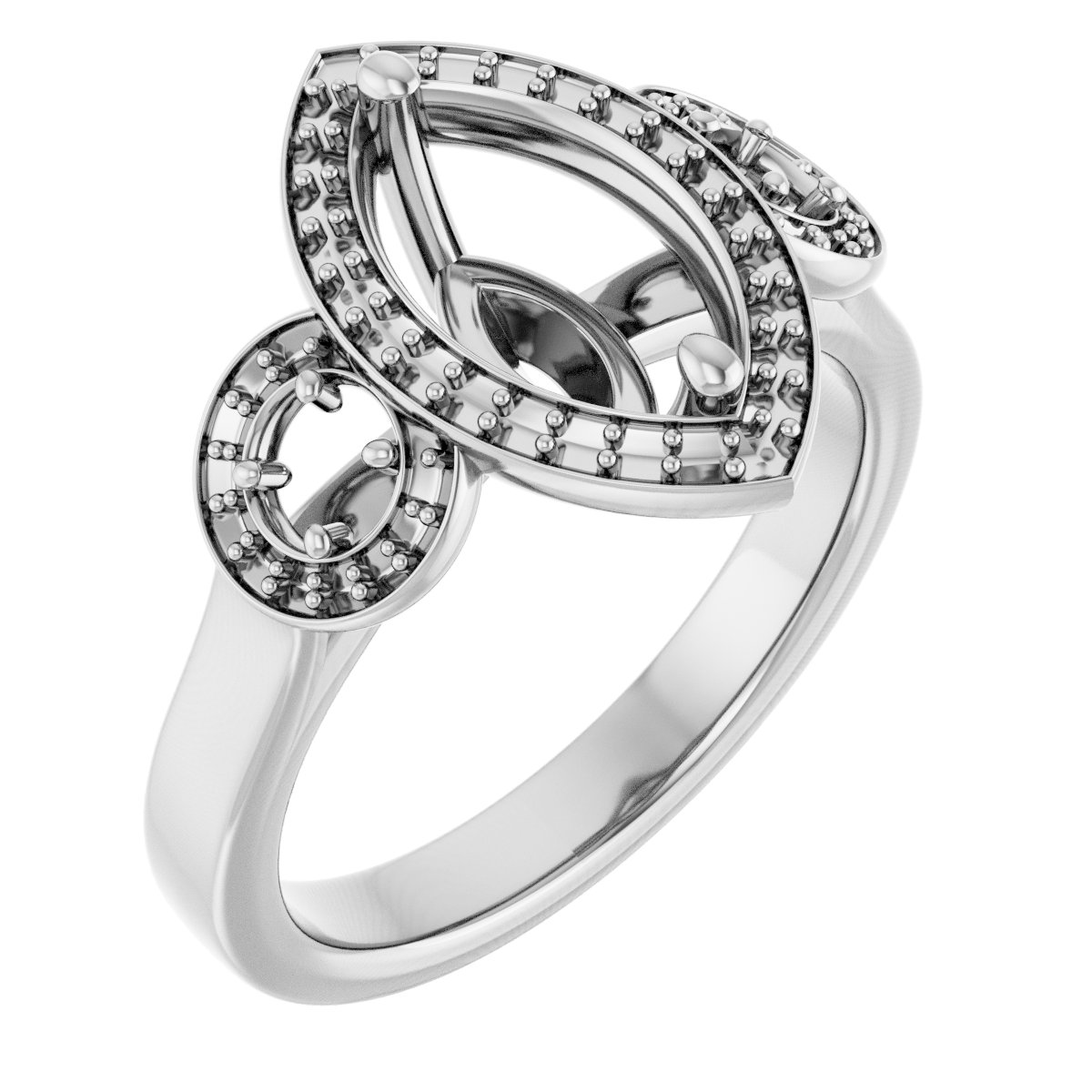 Three-Stone Halo-Style Engagement Ring